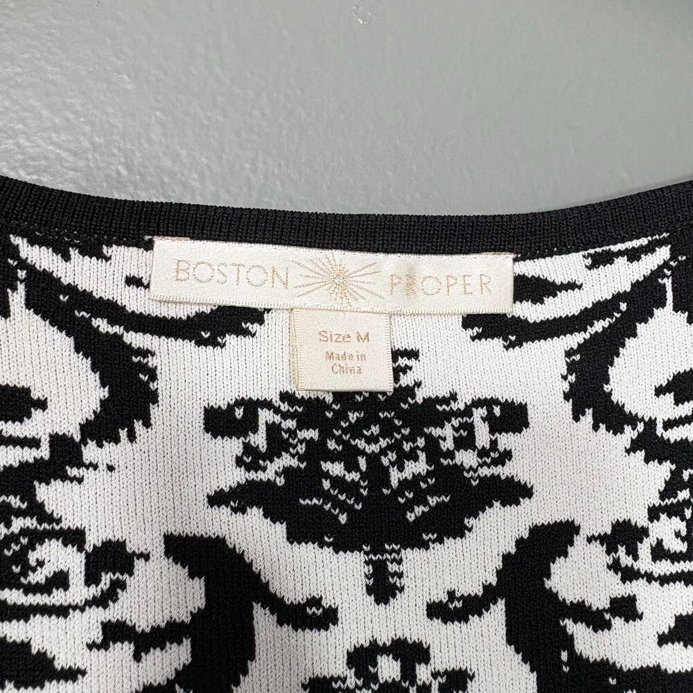 Boston Proper Women's Preppy Black & White Knit Top - Size Medium - Old Money - Picture 4 of 6